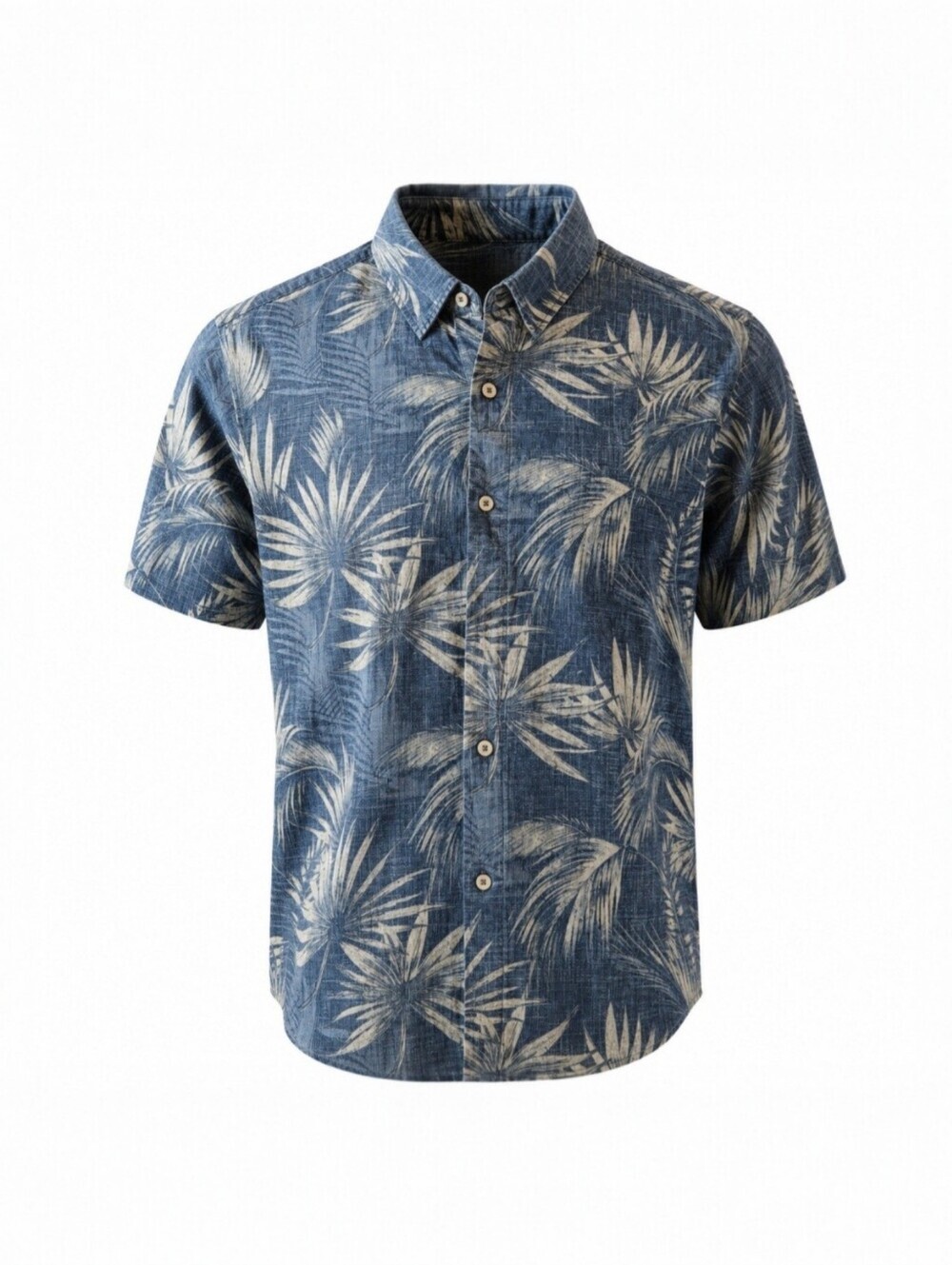 RedHead Mens Tropical Hawaiian Shirt Blue Palm Leaf Camp Shirt Resort